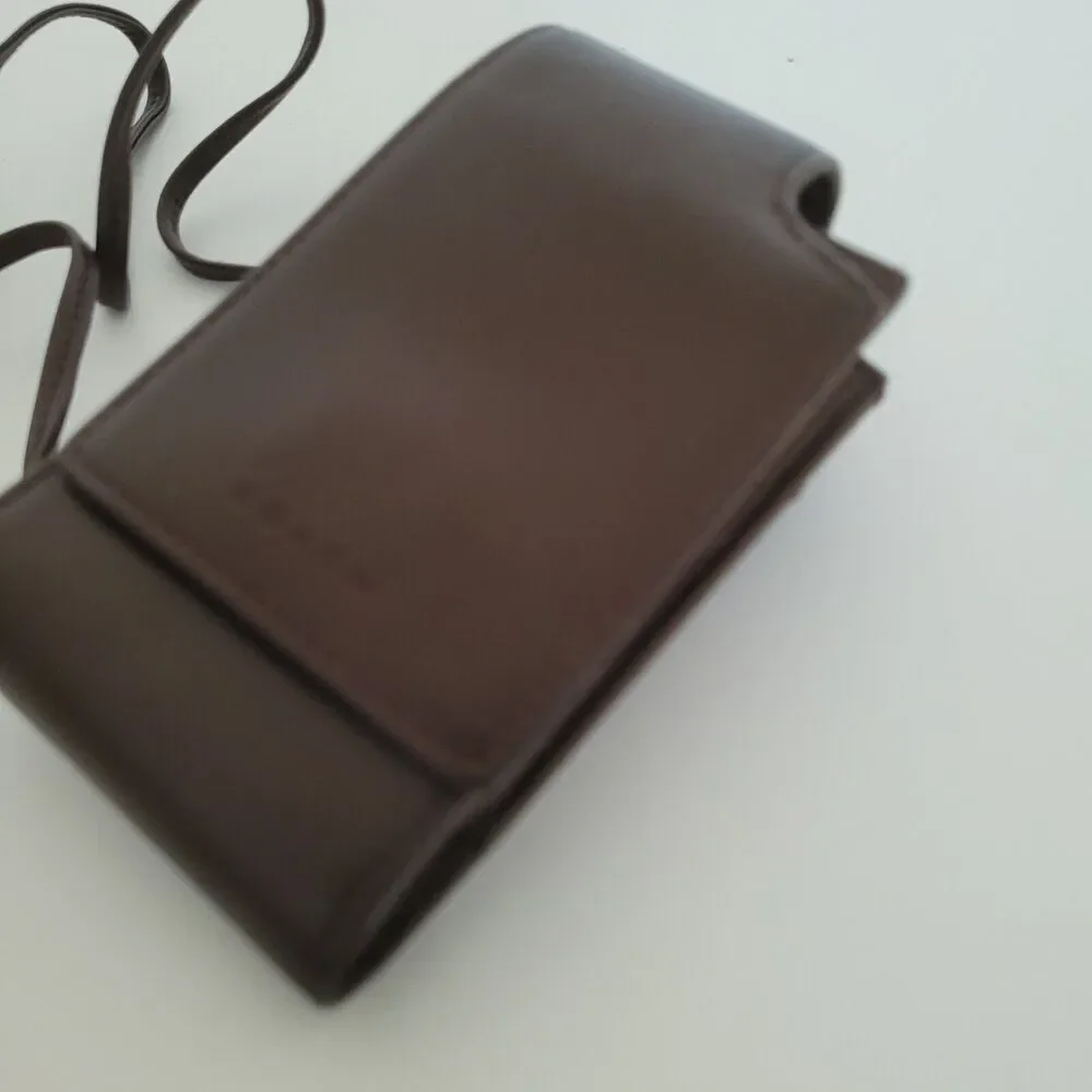 Coach‎ Vintage Phone Case Lanyard Leather Pouch Geniue Leather Brown Retro